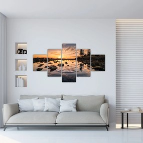 Obraz powierzchni wody o zachodzie słońca (125x70 cm)