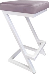 Hoker ZETA krzesło barowe tkanina Welur podstawa metalowa LOFT : Kolor Stelaża - Biały, Kolor tkaniny - VELVET - MG55