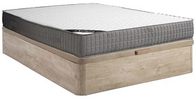 Zestaw 140 x 190 cm stelaż z jasną naturalną skrzynią + materac piankowy o grub. 22 cm z 11-strefową warstwą wierzchnią z pamięcią kształtu - DANEVO marki YSMÉE