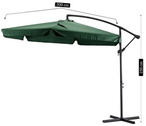 Parasol Ogrodowy Składany AKRON 300 cm Zielony Regulowany Na Taras