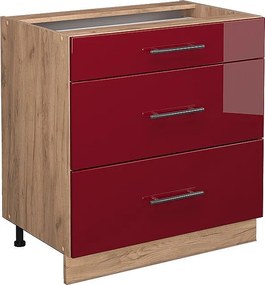 Szafka dolna do kuchni bordowa czerwień wysoki połysk 80x51.6x82 fame-line