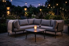 Zestaw mebli ogrodowych szary aluminium narożnik z poduszkami i stolik