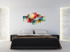 Obraz – Abstrakcja z czerwienią (125x70 cm)
