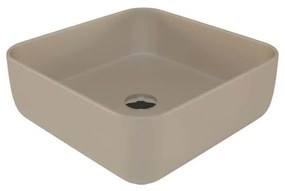 Umywalka ceramiczna nablatowa kwadratowa brązowa bez otworu na baterię 39 x 39 cm ALIZMA z rantem typu Slim