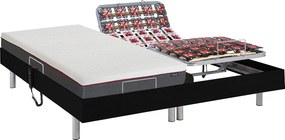 Elektryczne łóżko relaksacyjne z płytek, materac z pamięć kształtu ATRIDE marki Ysmée- silniki OKIN - kolor czarny - 2 x 80 x 200 cm