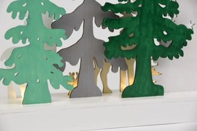 Drewniana dekoracja świąteczna LED z motywem jeleni, 30 cm