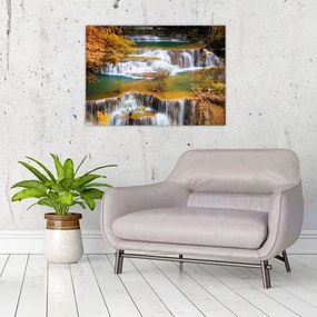 Obraz na szkle - Wodospady Huay Mae Khamin, Tajlandia (70x50 cm)