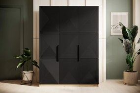 Szafa Asha 150 cm z metalowymi uchwytami - artisan / czarny mat / czarne uchwyty