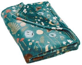 Zielony koc z mikropluszu 130x170 cm Enchanted Twilight Animals – Catherine Lansfield