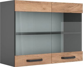 Szklana szafka kuchenna złoty dąb energetyczny 80x31x60 r-line