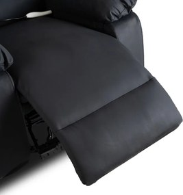 Fotel Masujący BRUCE Rozkładany Czarny Ekoskóra Nowoczesny