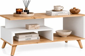 Prostokątny skandynawski stolik kawowy biały + dąb artisan P0-C11