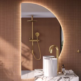 Lustro półokrągłe LED na wymiar 50x100-100x200 cm - półkole prawe, podświetlenie 3000/4500/7000K - Artforma A221