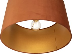 Hanglamp zwart met stekker en oranje kap met gouden binnenkant 35cm - Cavalux