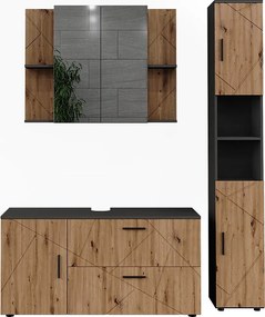 Zestaw mebli łazienkowych antracyt/dąb artisan 120.1x41x60.6 irma