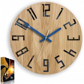 Zegar na ścianę nowoczesny drewniany z dużymi cyframi okrągły cichy loft