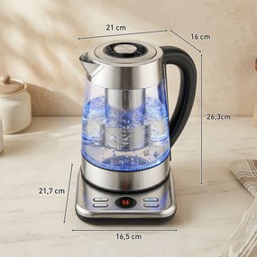 HOMCOM Elektryczny czajnik, 1,7L, szybkie gotowanie, 2200W, z termostatem Strix, sitkiem do herbaty, funkcją utrzymania ciepła | Aosom PL