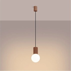 Jasnobrązowa lampa wisząca ze szklanym kloszem ø 12 cm Orbital – Sollux
