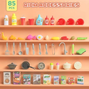 AIYAPLAY Kuchnia do zabawy z płynącą wodą, 85-elementowy zestaw, elektryczny kran, światła, dźwięki, dla dzieci 3–6 lat, tworzywo sztuczne, zielony