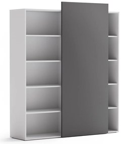 PLAN Regał biurowy wysoki BLOCK, 1600 x 400 x 1748, Biały / grafitowy