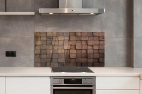 Panel szklany do Kuchni Drewniana Kostka Brukowa