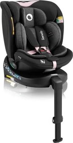 Lionelo - Obrotowy fotelik samochodowy z bazą NAVY i-Size 40-150 cm czarny/różowy