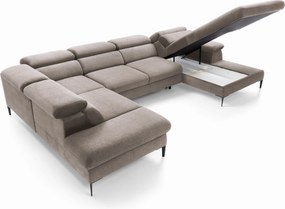 Masseno Narożnik MESTO z funkcją spania i pojemnikiem na pościel Narozniki U, Rozkładana sofa - Brązowy, VOGUE 04