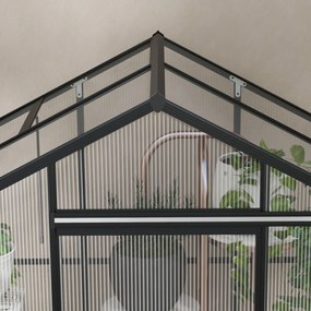 Outsunny Szklarnia z Aluminium Czarna 131x192x203cm | Aosom PL