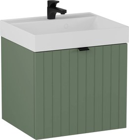 Szafka łazienkowa wisząca zielona lamelowe fronty 50 x 42 cm z umywalką z otworem CUSCO