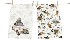 Bawełniane ścierki ze świątecznym motywem zestaw 2 szt. 50x70 cm Festive Car – Butter Kings