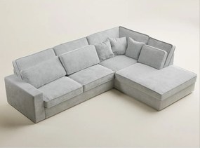 Jasnoszary narożnik z tkaniny szenilowej (prawostronny/w kształcie litery L) Kirou – Maison de Rêve