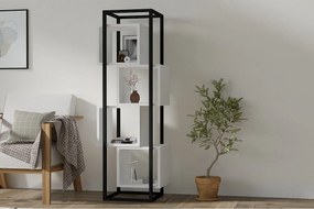 Nowoczesny regał na książki – wys. 140 cm, szer. 44 cm, gł. 29 cm – biały – płyta wiórowa pokryta melaminą