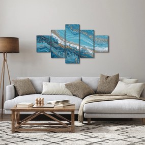 Obraz - Jasnoniebieski marmur ze złotem I. (125x70 cm)