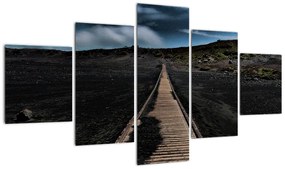 Obraz drewnianej ścieżki o zmierzchu (125x70 cm)