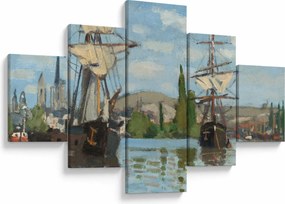 Obraz - Claude Monet, Ships Riding on the Seine at Rouen, reprodukcje (125x70 cm)