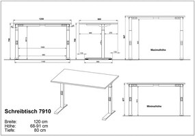 Biurko z regulacją wysokości z blatem w dekorze dębu 200x240 cm Agenda – Germania