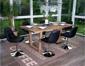 Krzesło do jadalni MCW-A60 (zestaw 6 sztuk),  sztuczna skóra, czarny