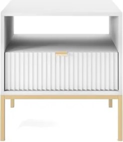 NAYA Stolik nocny S 54 biały | złoty stelaż