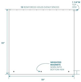 Niebieska zasłona prysznicowa iDesign PEVA, 183x183 cm