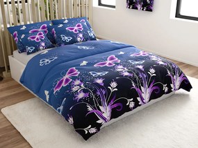 PrzytulneMieszkanie.pl PrzytulneMieszkanie.pl Pościel z mikrowłókna VIOLET BUTTERFLY ciemnoniebieska Rozmiar pościeli: 70 x 90 cm | 140 x 220 cm