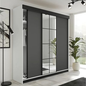 Szafa Przesuwna LAMARO 200 Biały/Grafit