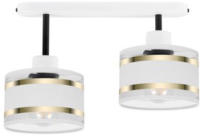 Lampa sufitowa biała dwupunktowy spot z białymi abażurami T-3306WE-WEW