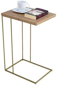 Druciany stolik pomocniczy dąb artisan + złoty D7-F80