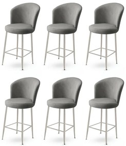 Zestaw krzeseł barowych Alte Grey and Chrome, 6szt., 6 szt.