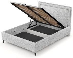 Jasnoszare tapicerowane łóżko dwuosobowe ze schowkiem i stelażem 160x200 cm Baleine – Maison de Rêve