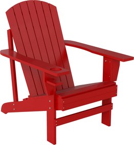 Outsunny Fotel ogrodowy Andirondack Krzesło ogrodowe Krzesło na zewnątrz, 72 cm x 97 cm x 92 cm, Czerwony