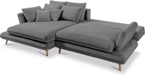 Narożnik MONTE Lewostronny z funkcją spania, pojemnikiem i poduszkami, Sorriso 04 Szary WERSAL