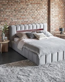 Łóżko tapicerowane LAMICA VELVET 160x200 jasnoszare z pojemnikiem ELTAP