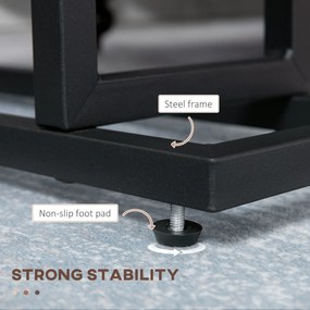 HOMCOM Stolik pomocniczy, stolik nocny, smukła konstrukcja, z kieszenią na materiały, stal, ciemnobrązowy+czarny, 49 x 19 x 55 cm