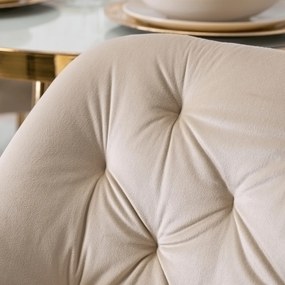 Krzesło Tapicerowane do Salonu RAYA Kremowe Welurowe Nowoczesne Glamour